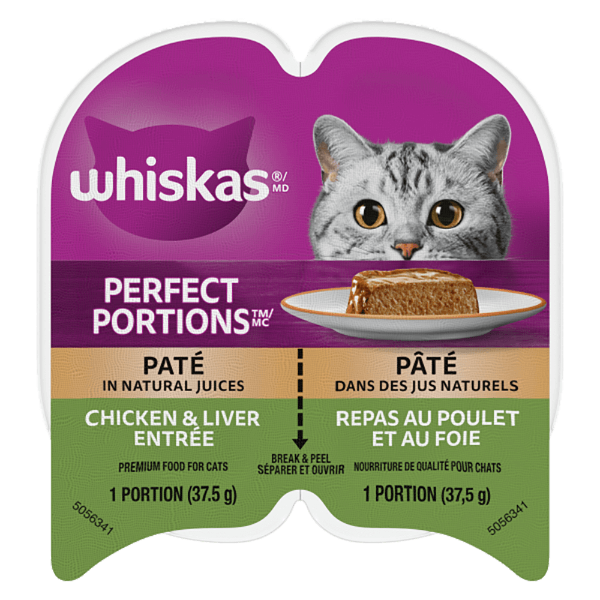 Whiskas Single - Serve Chicken & Liver Pâté Wet Cat Food for Fresh Meals