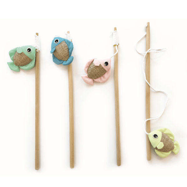 M-PETS Interactive Cat Wand with Fluorescent Fabric and Catnip for Feline Play