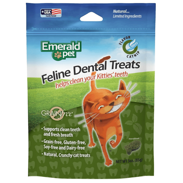 Emerald Pet High - Quality Grain - Free Catnip - Infused Dental Treats for Felines