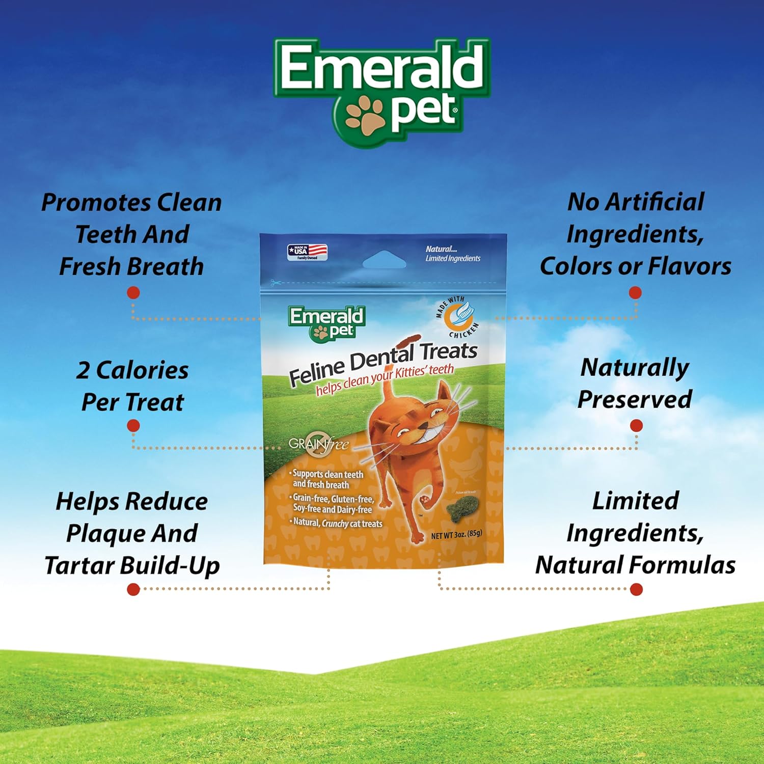 Grain-Free Emerald Pet Chicken Dental Treats for Cats