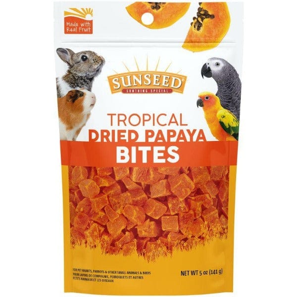 Sunseed Tropical Dried Papaya Bites - Healthy and Tasty Snack for Small Animals and Birds