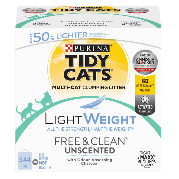 Tidy Cats Lightweight, Unscented, Dye-Free, Clumping Multi-Cat Cat Litter with TidyLock Protection and Ammonia Blocker Technology