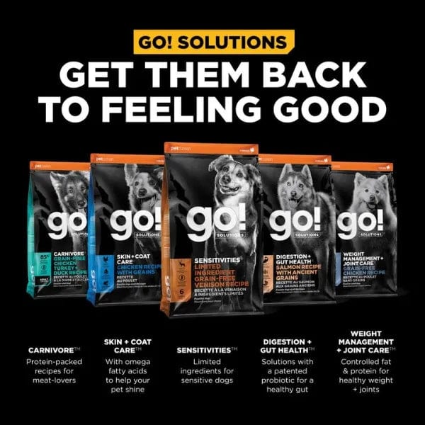 Go! Solutions Grain-Free Venison Dry Dog Food, 22lb for Sensitive Diets