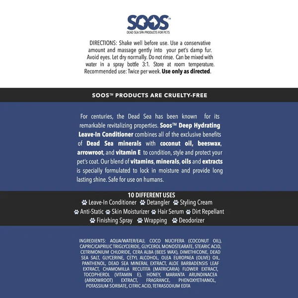 Soos Pets Premium Deep Hydrating Leave - In Conditioning Treatment for Pets
