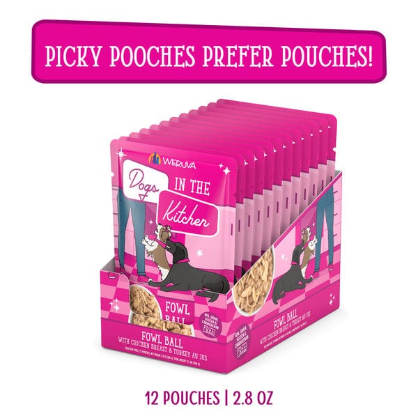 Premium Dog Food - Dogs in the Kitchen Fowl Ball Pouch with Diverse Proteins for Canine Delight
