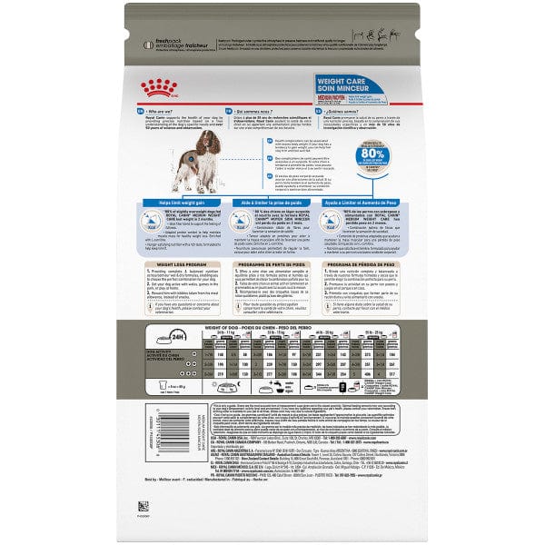 Royal Canin Premium Dry Dog Food for Medium Adult Dogs with Weight Care, 30lb Bag