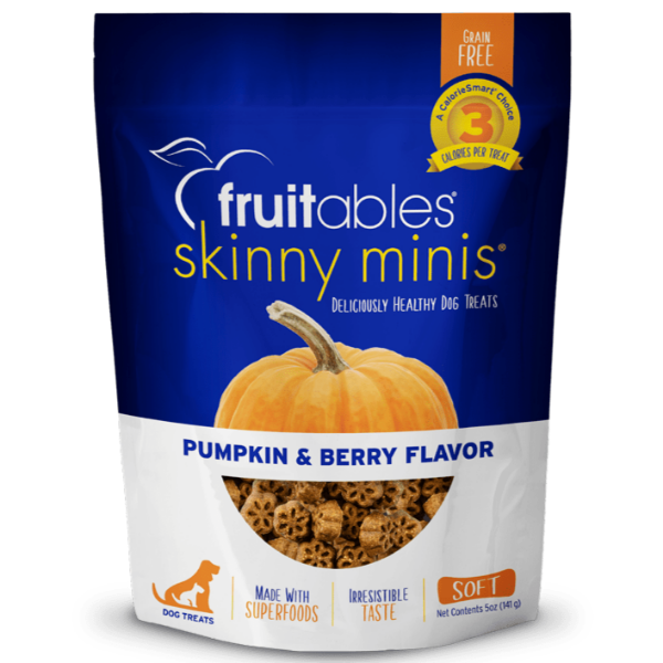 Fruitables Skinny Mini-sized Dog Treats with Pumpkin and Berry Flavors for Training and Daily Rewards