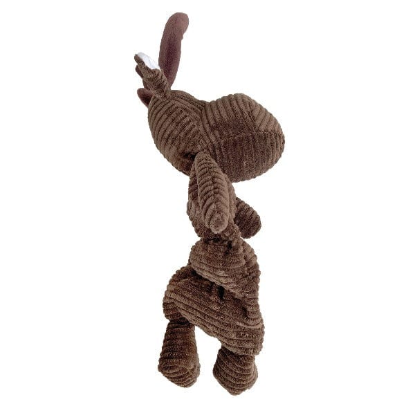 FouFit Moose Corduroy Squeaky Tube Plush Toy for Gentle Chewers