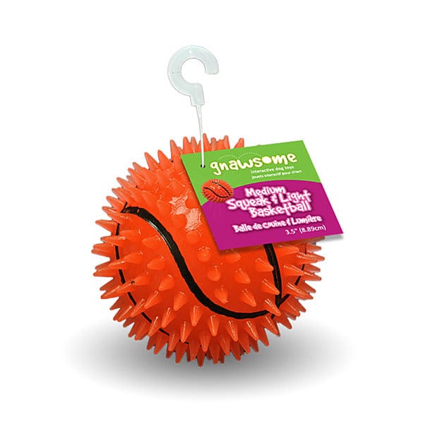 Gnawsome Medium-Sized Squeaky & Glowing Basketball for Dogs