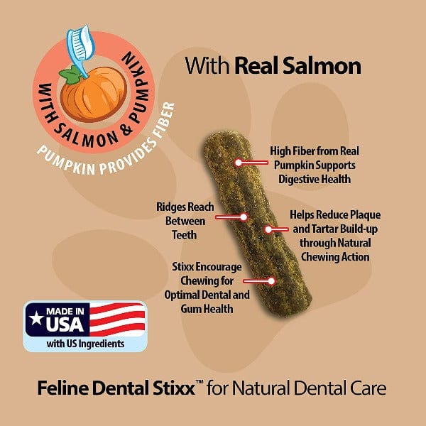 Emerald Pet Salmon & Pumpkin Flavored Feline Dental Sticks for Teeth Care