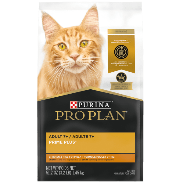 Purina Pro Plan Premium Adult 7+ Dry Cat Food with Chicken & Rice Blend, 3.2lb Package