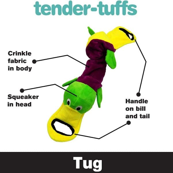 Soft and Durable Tender-tuffs Platypus Plush Interactive Tug Dog Toy for Fetch and Tug-of-War