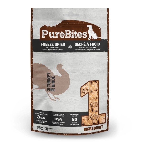 PureBites Freeze - Dried Turkey Dog Treats, Premium High - Protein Snack for Dogs, 70g