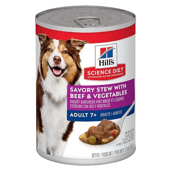 Hill's Science Diet Adult 7+ Canned Dog Food - Savory Stew with Beef and Vegetables, 12.8 Ounce