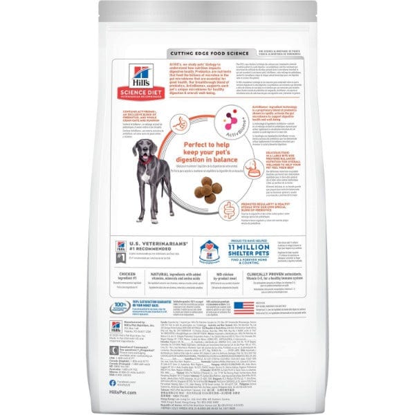 Hill's Science Diet 22lb Dry Dog Food with Chicken for Adult Large Breeds, Ideal for Digestion