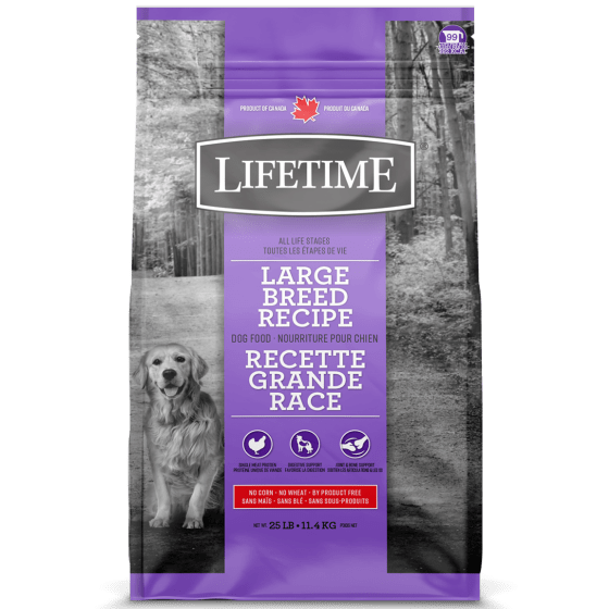 Lifetime Premium Dry Dog Food for Large Breeds: 11.4kg Chicken Meal & Oatmeal Recipe