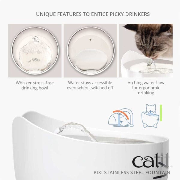 Catit PIXI High - Quality Stainless Steel Cat Water Fountain for Continuous Fresh Water Supply