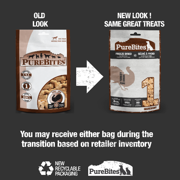 PureBites Freeze - Dried Turkey Dog Treats, Premium High - Protein Snack for Dogs, 70g