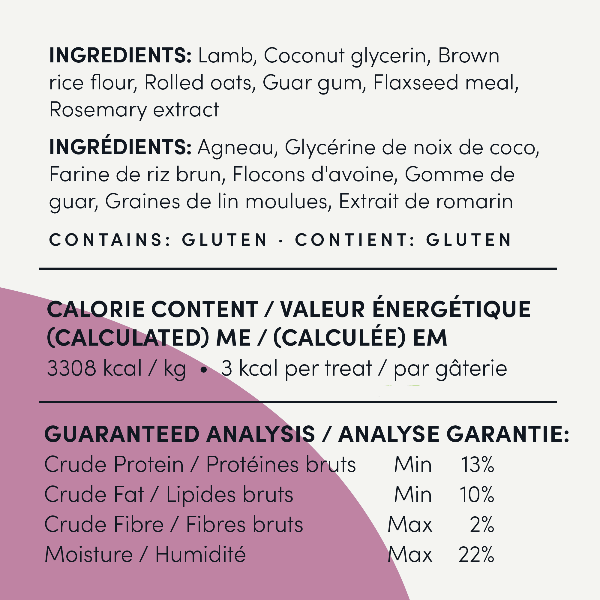 Crumps' Naturals Hypoallergenic Semi - Moist Mini Lamb Treats for Dog Training