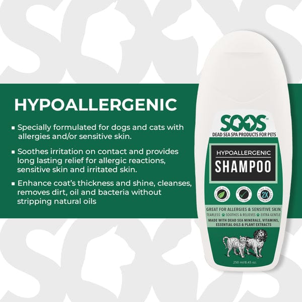 Soos Pets Premium Natural Hypoallergenic Shampoo for Allergic and Sensitive Pets