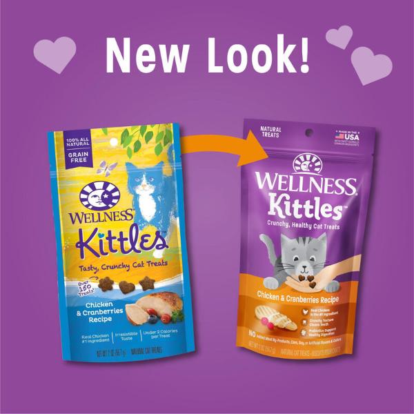 Wellness Kittles Premium Grain-Free Natural Chicken & Cranberries Cat Treats for Feline Delight