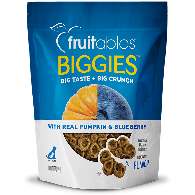 Fruitables Premium Biggies Dog Treats with Pumpkin and Blueberries