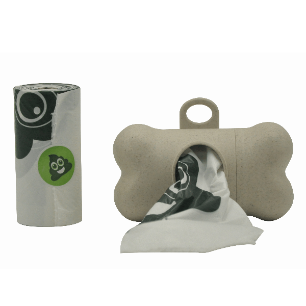 M-PETS Lightweight Bamboo Dog Waste Bag Dispenser with 15 Eco - Friendly Bags