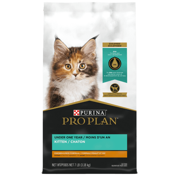Purina Pro Plan High - Quality Dry Kitten Food with Chicken & Rice Formula, 7 - Pound Bag for Kitten's Optimal Growth