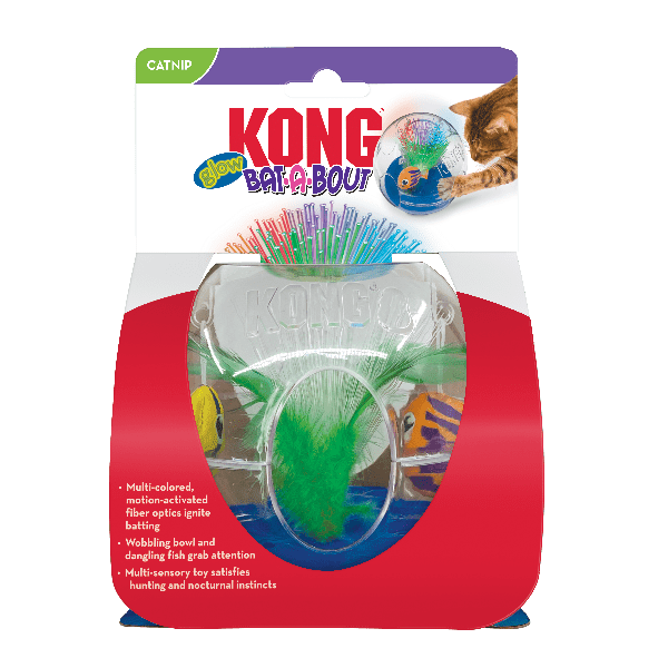 KONG Glow-in-the-Dark Bat-A-Bout Aquarium Cat Toy for Endless Fun