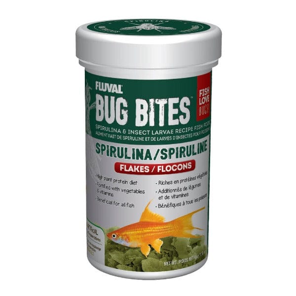 Fluval High - Quality Spirulina - Infused Bug Bites Flakes for Aquarium Fish
