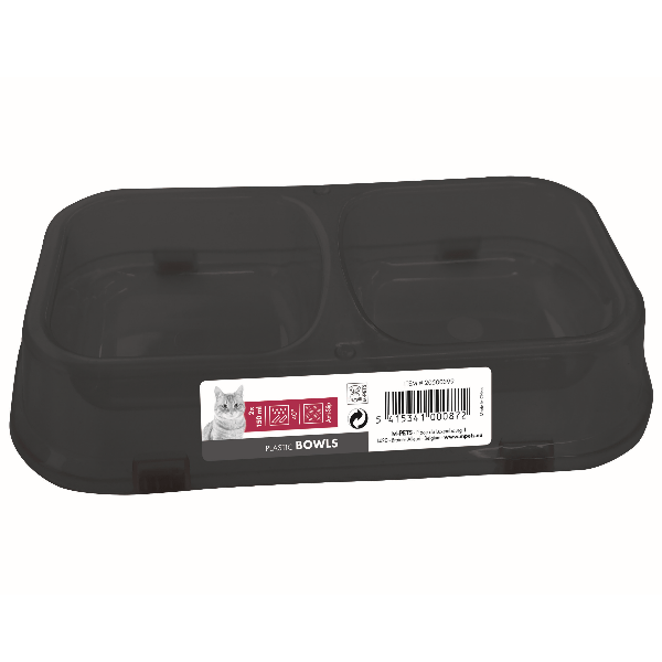 M-PETS Anti-Slip Plastic Double Bowl for Cats - Easy to Clean