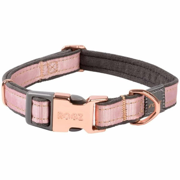 Rogz Urban Classic Dog Collar in Soothing Pastels with Rose Gold Trims