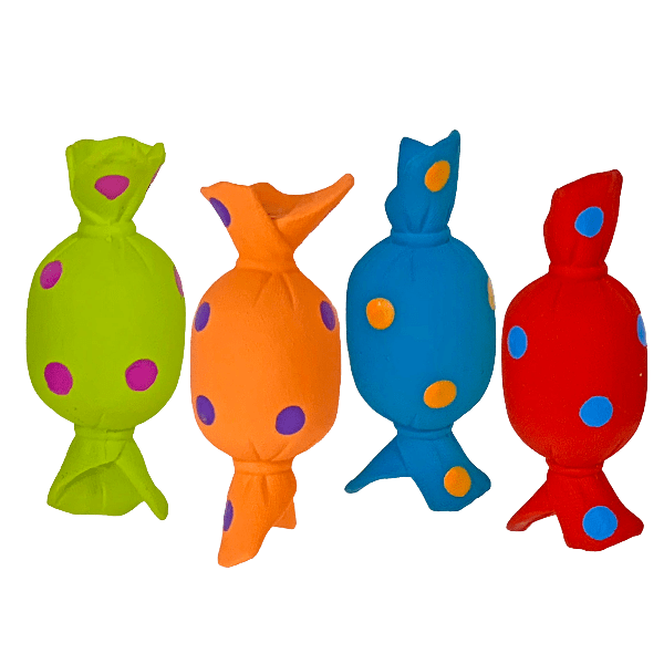 Multipet Colorful Latex Dog Toy Resembling Wrapped Candy