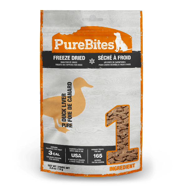 PureBites 74g Freeze - Dried American Duck Liver Dog Treats
