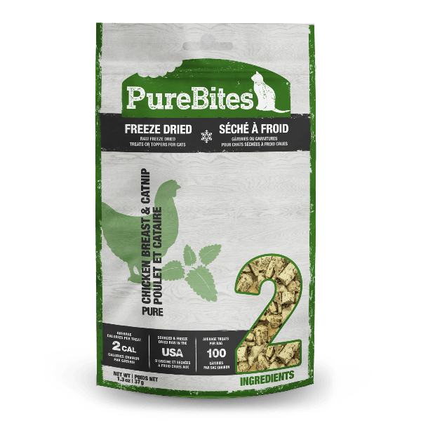 PureBites Freeze - Dried Cat Treats with Premium Chicken Breast and Organic Catnip, 37g Pack