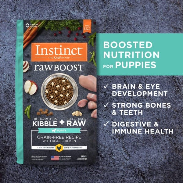 4lb Instinct Raw Boost Puppy Dry Food with Real Cage - free Chicken