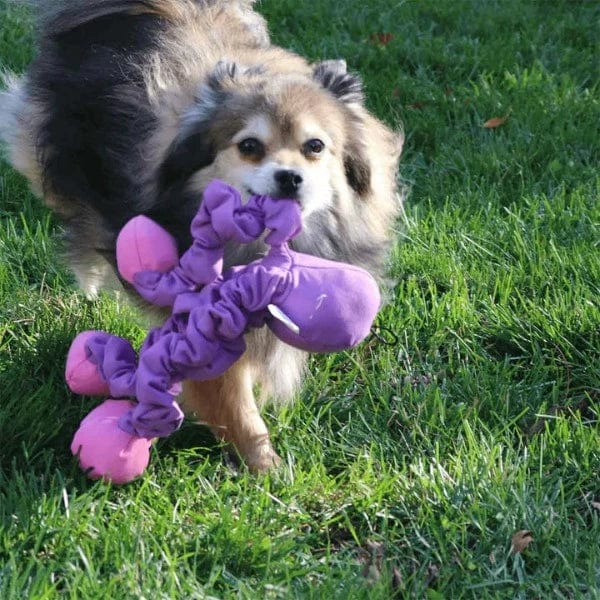 Soft and Stretchy Purple Octopus-Shaped Interactive Dog Chew Toy by Tender-Tuffs