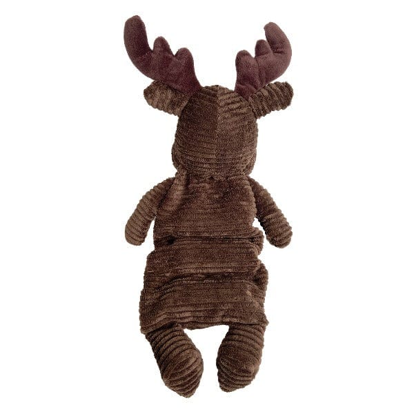FouFit Moose Corduroy Squeaky Tube Plush Toy for Gentle Chewers