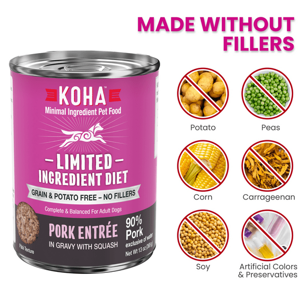 KOHA Limited Ingredient Diet Canned Pork Entrée for Dogs with Joint & Digestive Support