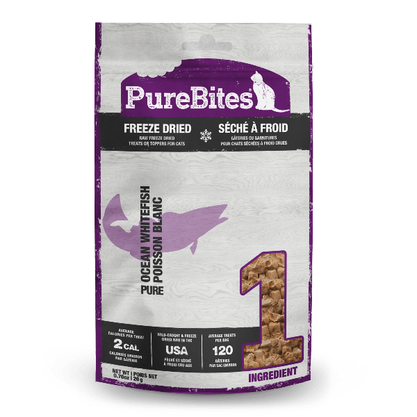 PureBites Freeze Dried Wild-Caught Ocean Whitefish Cat Treats - Premium 20g Snack for Felines