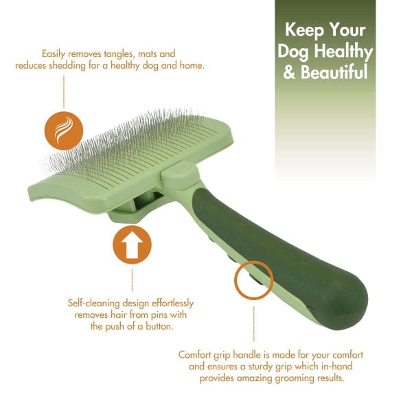 Self-Cleaning Safari Slicker Brush for Dogs - Ideal Grooming Tool