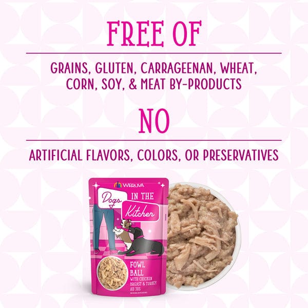Premium Dog Food - Dogs in the Kitchen Fowl Ball Pouch with Diverse Proteins for Canine Delight