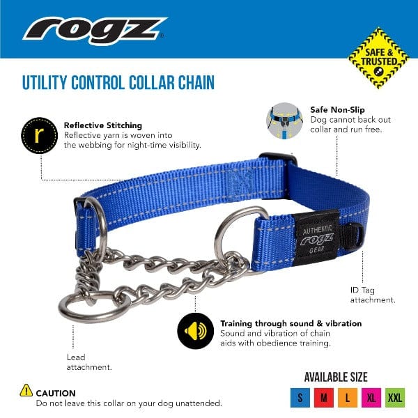 Rogz High - Quality Utility Control Chain Dog Collar for Effective Training and Behaviour Correction