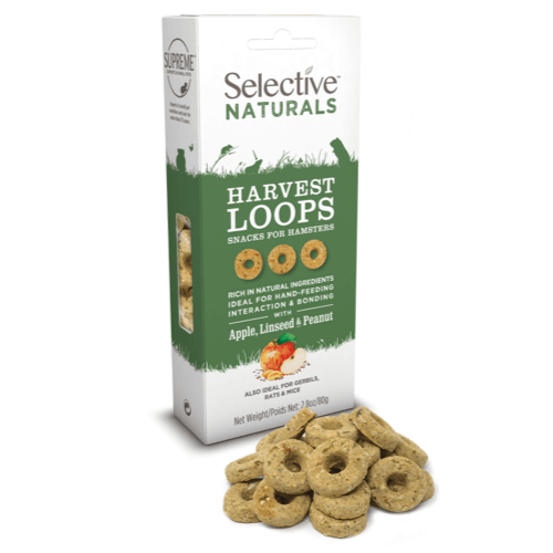 Science Selective Naturals: Delicious Apple, Peanut & Linseed Harvest Loops Snacks for Small Pets