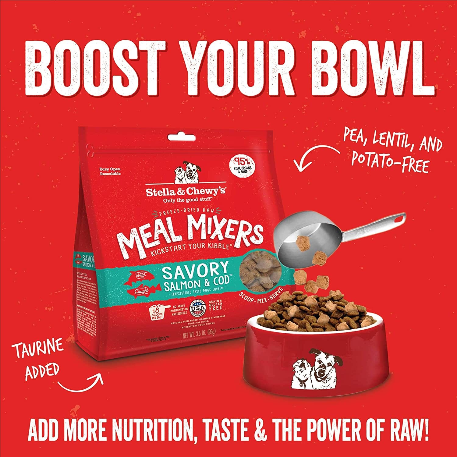 Stella & Chewy's Delectable Raw Salmon & Cod Meal Mixers for Dogs