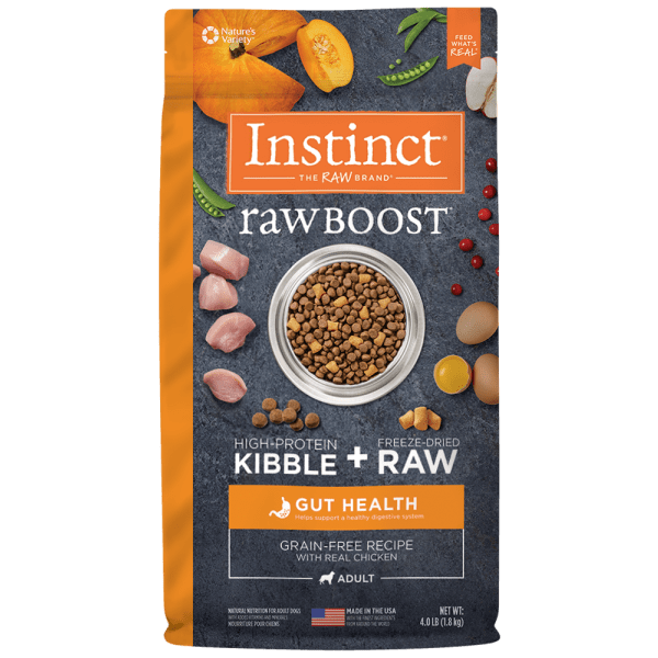 Instinct Premium Raw Boost Dry Dog Food with Real Chicken for Optimal Gut Health, 4 - pound Bag