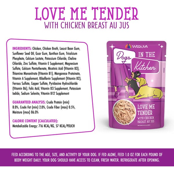Delicious Love Me Tender Pouch Dog Food for Dogs Who Love the Kitchen