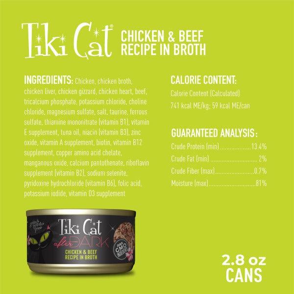 Tiki Cat After Dark Shredded Chicken & Beef Canned Cat Food for All Life Stages