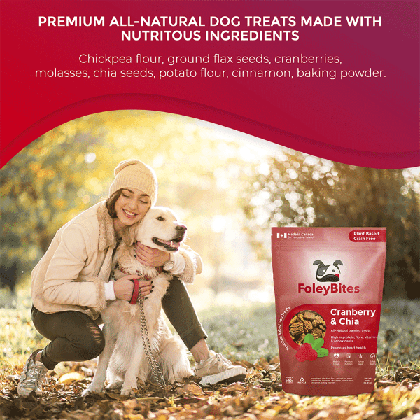 Premium Cranberry & Chia Baked Dog Treats by Foley - Plant - Based & Grain - Free
