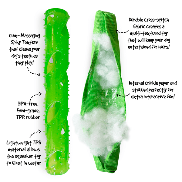 Gnawsome Interactive Crinkle Stick Dog Toy for Medium and Large Dogs
